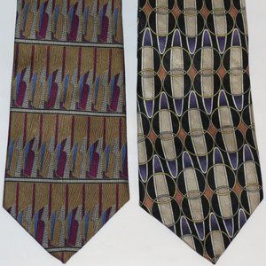 Two Martin Wong All Silk Patterned Neckties